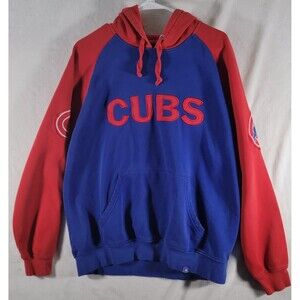 Majestic Chicago Cubs Red Blue Baseball Pullover Hoodie Sweatshirt L